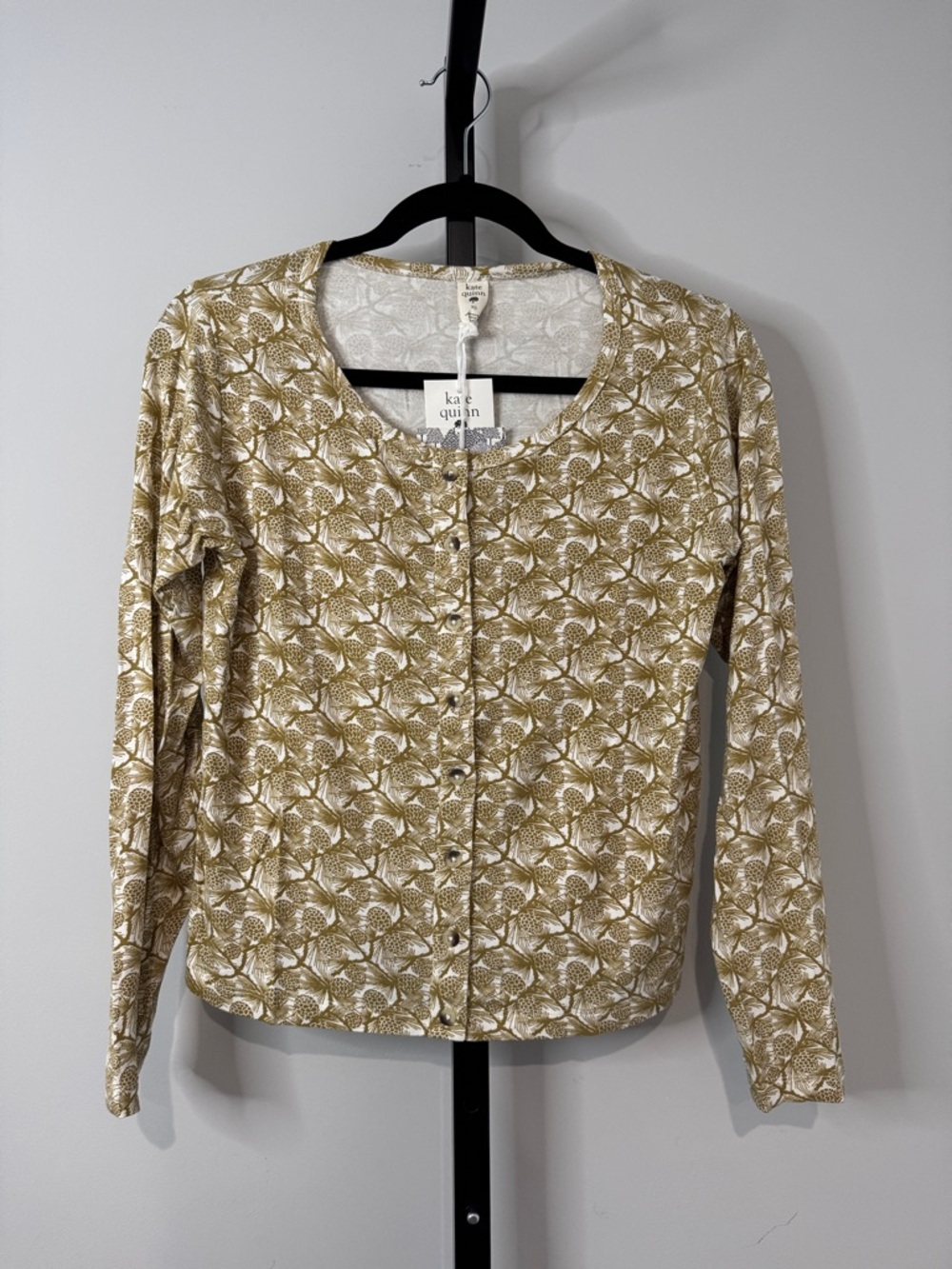 Kate Quinn Pinecone Button-Front Long Sleeve Top Women’s XS New NWT